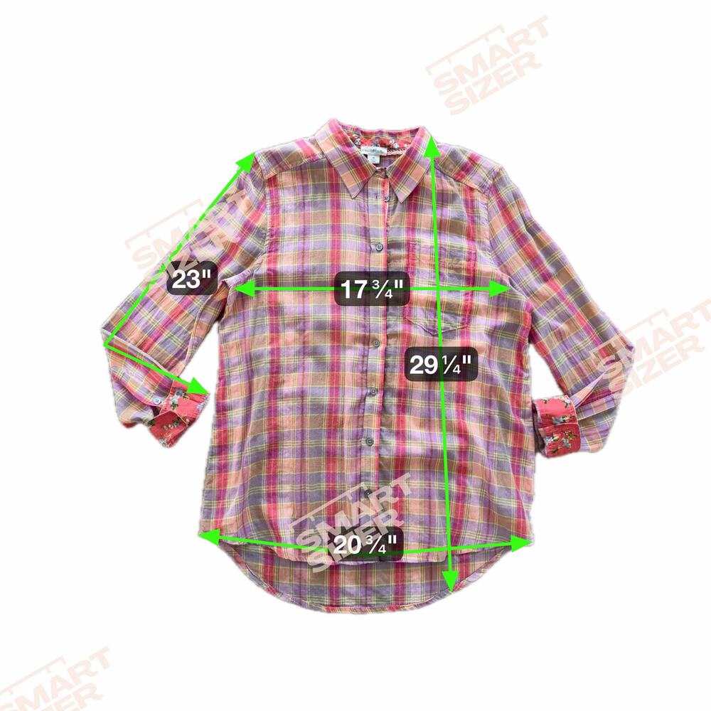 Sundance Catalog Plaid Buttondown Women's Top Shirt Pink Flip Cup M Cotton - Picture 6 of 6